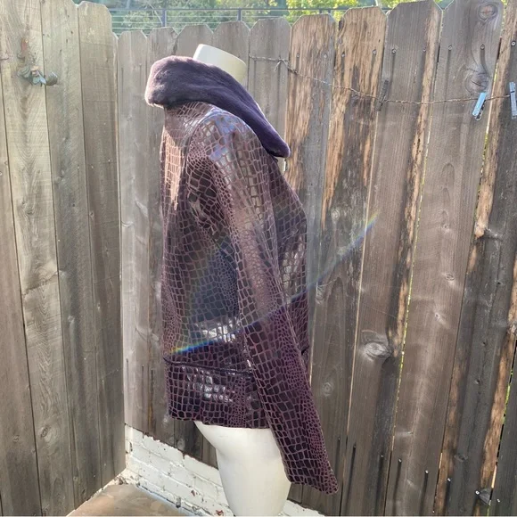 Bradley Bayou plum Genuine Leather Jacket size small - Picture 3 of 10